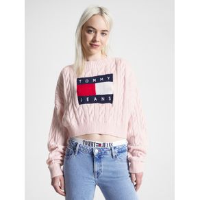 Sweater-cropped-de-punto-trenzado-con-logo